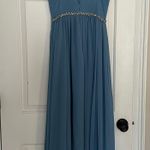 Azazie Steel Blue Bridesmaid Dress Photo 4
