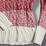 Liz Claiborne  L Women's Ombre Red Cotton Cable Knit Pullover Sweater Valentines Photo 3