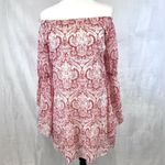 Blush Boutique  print on or off shoulder long bell sleeve dress size small Photo 2