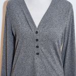 Athleta  Gray Ribbed Knit V-Neck Women's Henley Top Size Small Gray Henley Photo 2