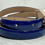 Blue Skinny Faux Leather Belt Gold Hardware Small Medium S/M ✨ Photo 4