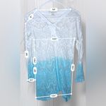 PURE Women’s Lace Ombré Macrame Long Sleeve Boho Cover Up Blouse Blue Size L Photo 4