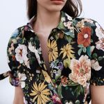 ZARA Floral Print Poplin Midi Dress Photo 3