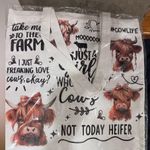 White Tote Bag with Cow Print Photo 0