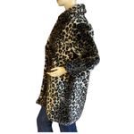 VINTAGE 1980'S BEBE NOSH BLACK & TAN ANIMAL PRINT FAUX FUR COAT (M) Size M Photo 3