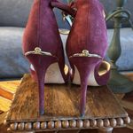 Michael Kors Michael  Georgia Ankle Strap Pumps Sz 11 Burgundy Merlot Suede Photo 1