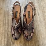 SJP Sarah Jessica Parker Pink Grey Snake Print Leather Heels Women 7 Fall Bootie Gray Photo 3