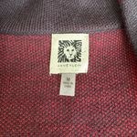 Anne Klein  Navy Blue Red Windowpane Plaid Gold Button Knit Blazer Sweater Coat M Photo 5