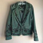 Karen Kane Turquoise Blue Green Velvet Jacket Embroidery Detail Size 6 western Photo 0