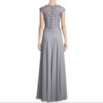 La Femme Silver Crepe Chiffon Embellished Bodice Gown 12 Style 23286 Photo 5