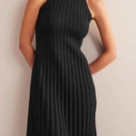 Boden USA BODEN NWT Sleeveless Knitted Midi Dress 6 Black Rib Knit High Neck Quiet Luxury Photo 0