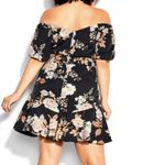 City Chic NWT Plus size S 16 Black Aria Floral Off Shoulder Fit n Flare Dress Photo 6