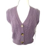 NWT Hazel Moon Cropped V Neck Knit Sweater Vest Purple Short Sleeve Sz M (flaw) Size M Photo 0