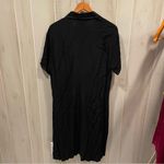 Vintage 90’s black contrast stitch flowy button front short sleeve shirt dress Size 16 Photo 5