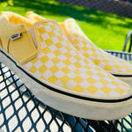 Vans  Classic missy  5.0 Checkered Sneaker Shoes Yellow And White Fabric Photo 0