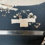 C & E Navy Slate Floral Textured Structured Blouse Size L Photo 2