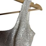 Nadine Merabi Evie White Sequined Feather Hem Sleeveless Asymmetric Mini Dress S Photo 4