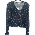 We Wore What Ruffle Watercolor Ditsy Floral Print Long Sleeve Blouse Size Medium M Photo 0