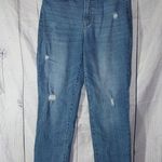 Nicole Miller  Nomad Super High Rise Straight Blue Distressed Jeans Photo 0