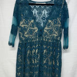 Jen's Pirate Booty  Teal Geometric Lace Dress see Measurements ( oversized) Photo 0