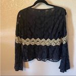 Double Zero NWT Black and Gold Lace Long Sleeve Blouse Photo 4