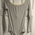 American Rag NWT Gray/White Striped Bodysuit Size Small Photo 0