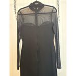Lulus NWOT  Sensational Soiree Black Mesh Long Sleeve Bodycon Midi Dress Party L Photo 6