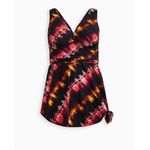 Torrid  Black Pink Asymmetrical Abstract Pattern Swim Dress 2X or 18/20 Photo 4