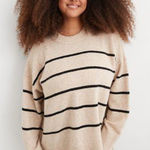 Aerie Cream & Black Stripe Sweater Photo 0