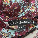 For Love & Lemons Geneva Geometric Print Long Sleeve Velvet Bow Blouse M Photo 7