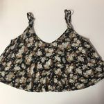 PacSun Black Floral V-Neck Semi-Cropped Top EUC Size S Photo 2