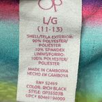 OP Black Crochet Lace Over Rainbow Colored Fabric Swim Bottoms Only Size Large Photo 3