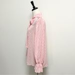 SheIn Pink Sheer Chevron Faux Pearl Puff Flounce Sleeve Pussycat Bow Blouse 2XL Photo 4
