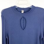 Free People  WE THE FREE Navy Copa Banana Long Sleeves Ribbed Keyhole Tunic Top Photo 4