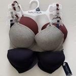 Nautica  3 pack of bras 34C New NWT blue gray maroon cotton blend NT1797 Photo 0