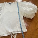 En Saison White Puff Sleeve Ribbed Knit Top Cotton modern Sz Large Photo 6
