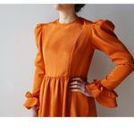 Batsheva NEW Prairie Victorian vampire womens Dress in Orange Moire Size 4 Photo 3