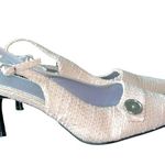 Highlights pale pink pointy toe slingback sandals with button detail size 7W Photo 0