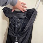 NWT Miss Circle BLACK CRYSTALLIZED CORSET HIGH SLIT SATIN GOWN size large Photo 4