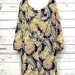Umgee  Boho Paisley Print Big Bow Tunic Dress Size Large Photo 0