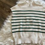 Merokeety Ivory Striped Mockneck Sleeveless Sweater Top Photo 3