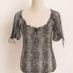 Energie  Women’s Size S Snake Print Short Sleeve Tie Blouse Photo 0