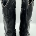 Vintage ACME Women's Dress Western Side Fringe Star Boots Size 6 Black Leather Photo 3