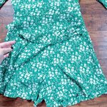 For Love & Lemons • Zamira Floral Romper kelly green white rayon ruffled wrap Photo 7