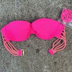 Victoria's Secret Victoria’s Secret 32A Orange Fuchsia Twist Strap Hot Pink Bandeau Bikini Top Photo 0