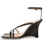 Bottega Veneta  Stretch Ankle Strap Wedge Sandal Black Womens Size 36 6 Photo 3