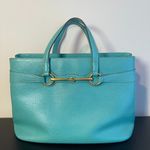 Gucci  Calfskin Medium Bright Bit Top Handle/Shoulder Tote, Turquoise - Preowned Photo 0