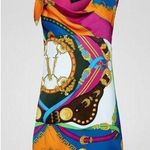 Gianni Versace Chain Link Mixed Print Draped Mini Dress Multi Women's 36 / US 2 Photo 0