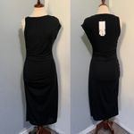 ZARA  New Women Black Casual Party Asymmetric Draped Midi Dress Size M Photo 2