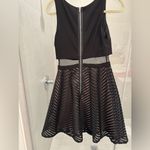 Betsy and Adam Betsey & Adam Black Tan Chevron Stripe Semi Sheer Waist Fit & Flare Dress Photo 6